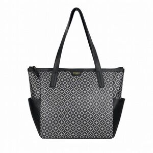 FOSSIL Mimi Geometric Print Zip Tote Black Purse Bag